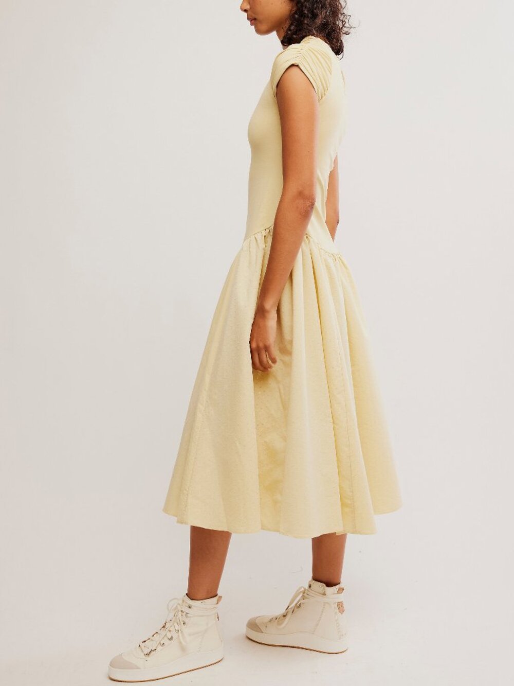 FREE PEOPLE Afternoon Elegance Midi Dress / Khaki Chino - Picture 2 of 8